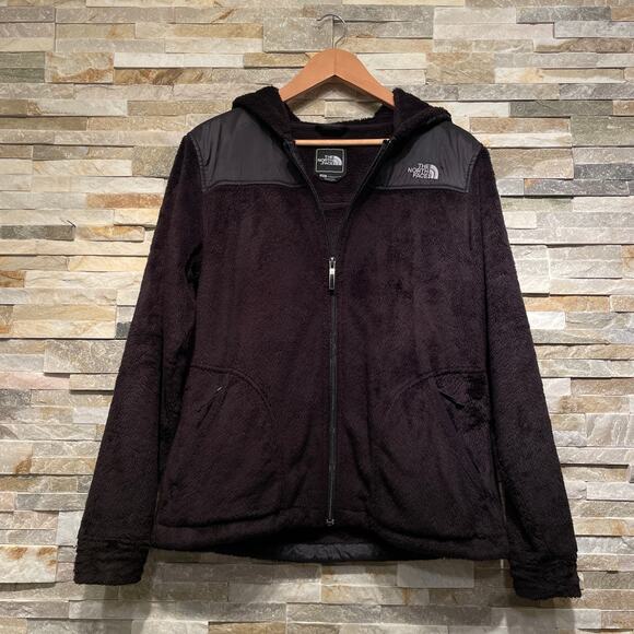 The North Face Oso Hoodie Women’s M | Soft Fuzzy Fleece Jacket Black Nylon Trim - Picture 1 of 10